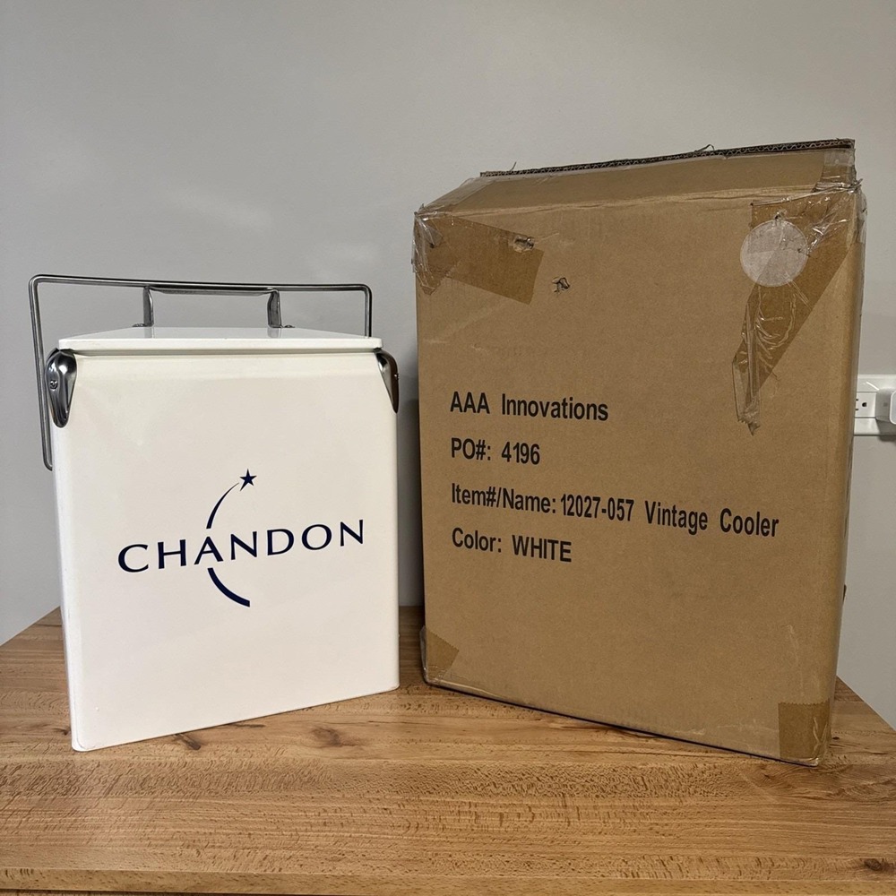 Chandon Champagne Metal Cooler Ice Box Cooler Carrier Moët Retro Bucket White